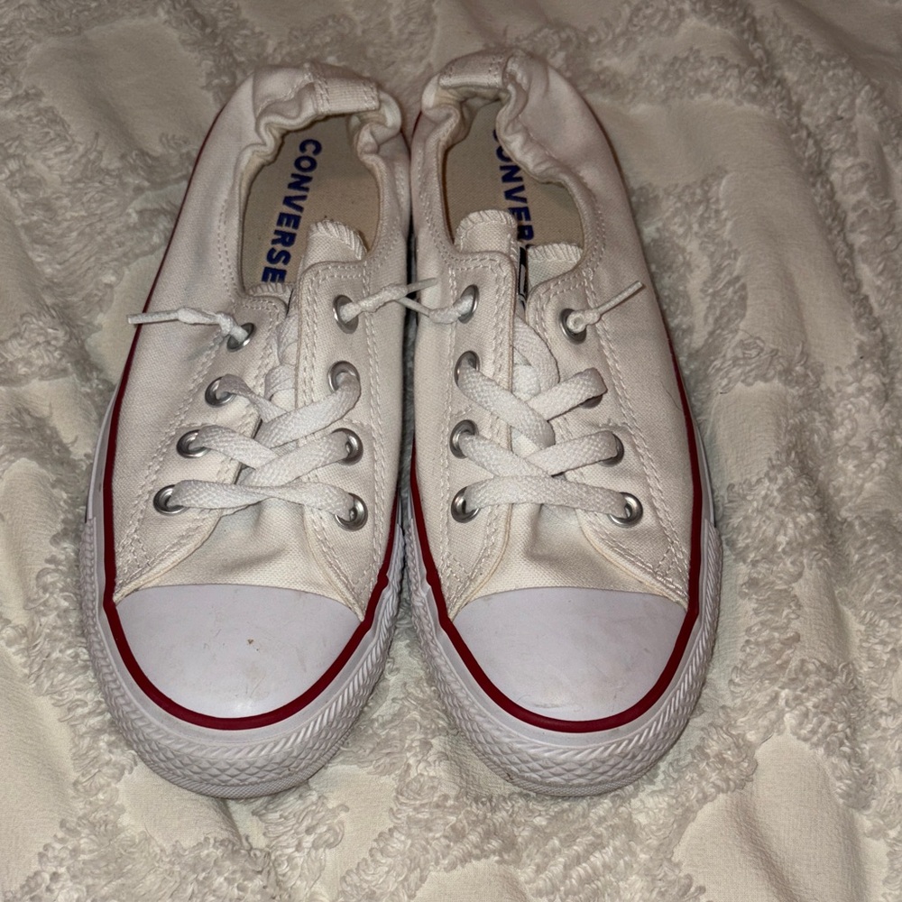 Converse White and Red Low-Top Sneakers